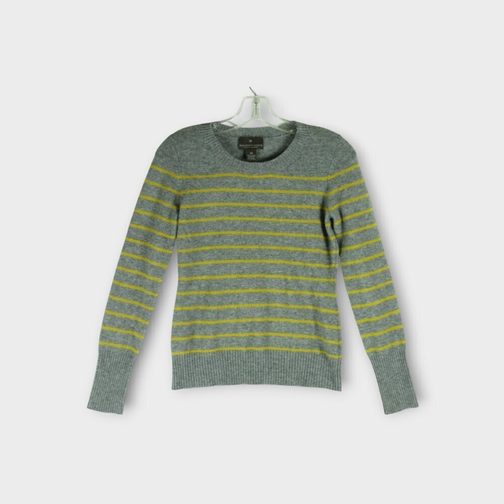 Fenn Wright Manson 100% Cashmere Sweater Size XS Grey Yellow Stripe